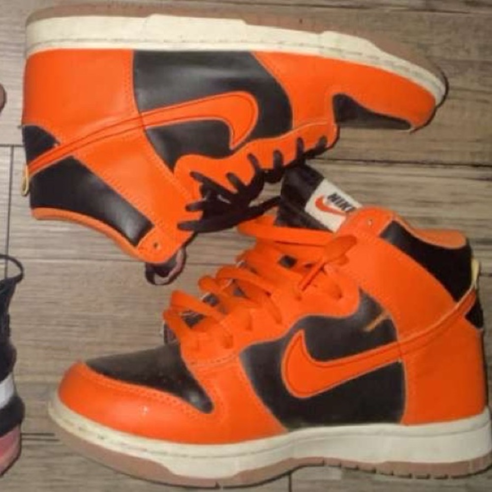 Nike Kids Orange and Black High-Top Sneakers